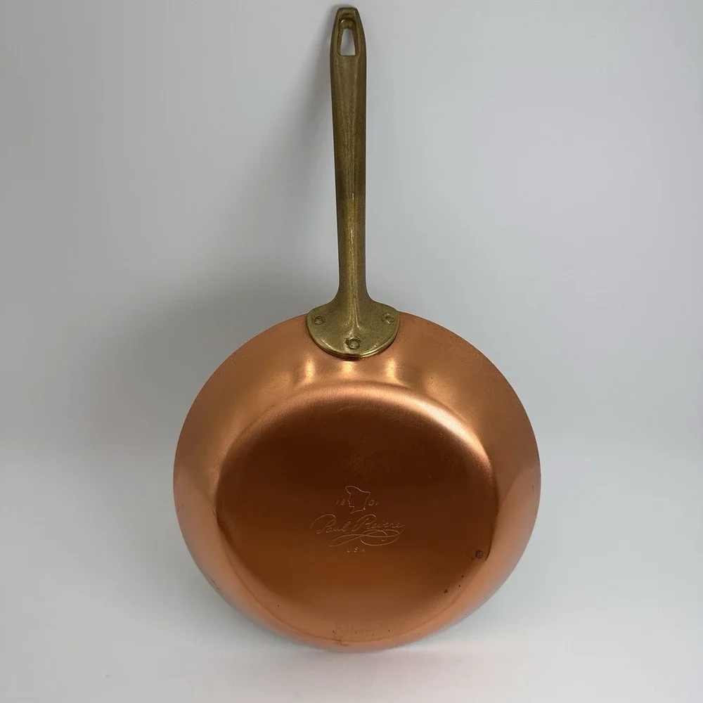 Paul Revere Ware Skillet 8.5 Inch Copper Signature Collection Brass Handle USA